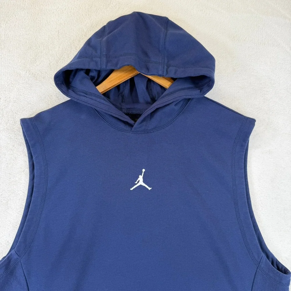 Jordan Mens Sleeveless Hoodie Navy Blue Jumpman Dri-FIT Vest Sz Large DZ0571-410